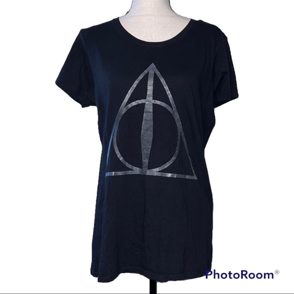 Harry Potter XL t shirt deathly hallows short sleeve black silver - Picture 11 of 11